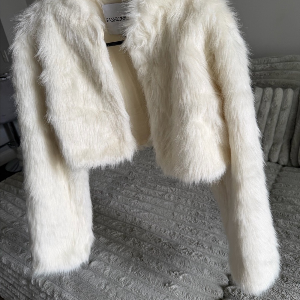 Fashion Nova Cream Teddy Jacket